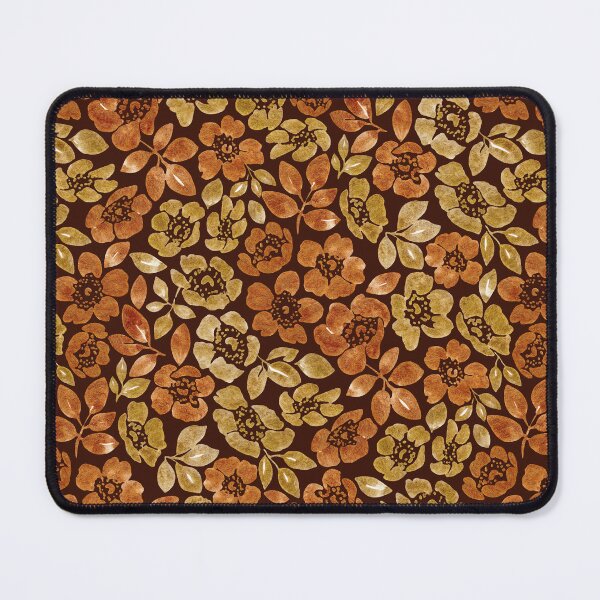 Item preview, Wild Roses Pattern in Gold Watercolor (Dark Background) designed and sold by andrebalest.art.