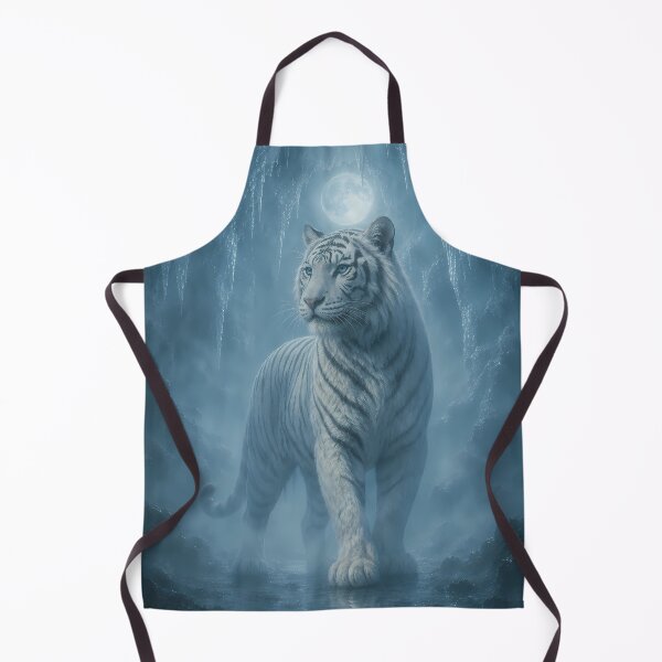 Item preview, Majestic White Tiger Under Moonlight | Blue Fantasy Forest Wildlife Art designed and sold by ManJiangHong.