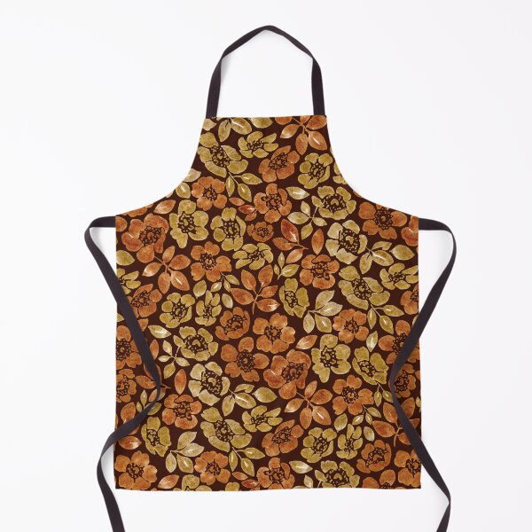Item preview, Wild Roses Pattern in Gold Watercolor (Dark Background) designed and sold by andrebalest.art.