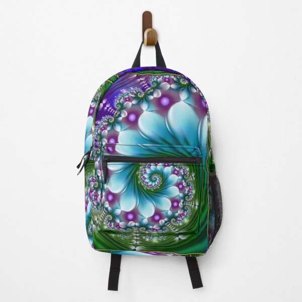 Item preview, Azure Fractal Nautilus with Emerald Recursive Blooms designed and sold by pinkal.