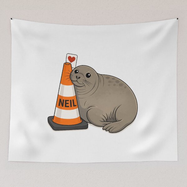 Item preview, Neil the seal and his love of traffic cones designed and sold by Mr-AShop.