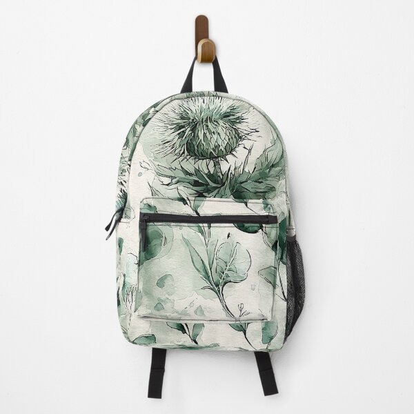 Item preview, Sage Green Monochrome Scottish Thistle Watercolor Pattern designed and sold by Yoruhara.