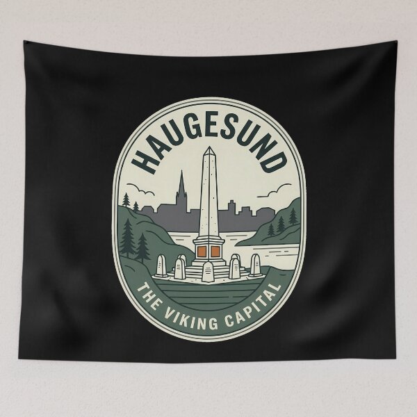 Artikelvorschau, Haugesund Norwegen Wikinger-Hauptstadt-Vintage-Reise-Emblem entworfen und verkauft von k3rstman1.