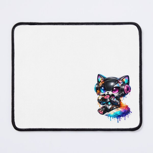 Item preview, Neon Cyberpunk Gamer Kitten Headphones Illustration Art  designed and sold by Ink-verse-.