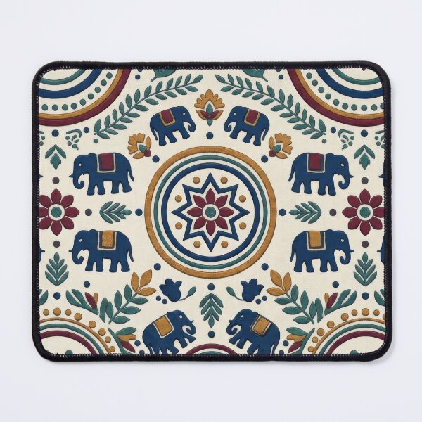 Item preview, Rustic Indian Hand Block Print Elephant Pattern designed and sold by scicilysimonee.