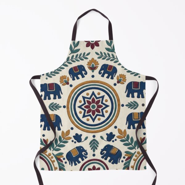 Item preview, Rustic Indian Hand Block Print Elephant Pattern designed and sold by scicilysimonee.