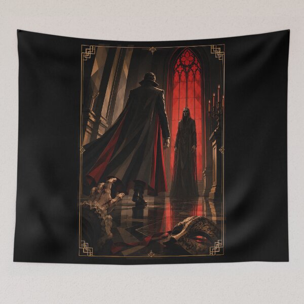 Item preview, Dracula Faces the Red Death | Gothic Art Deco Literary Crossover designed and sold by Extravanganzza.