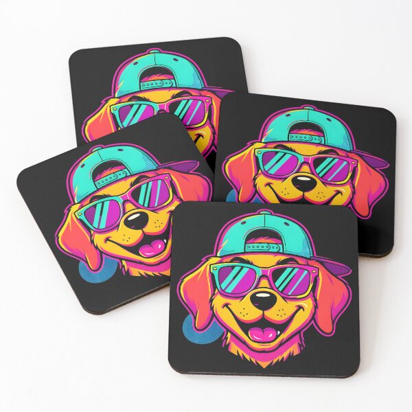 Item preview, Cool Golden Retriever Dog Wearing Sunglasses Retro Synthwave 90s designed and sold by KCasual.