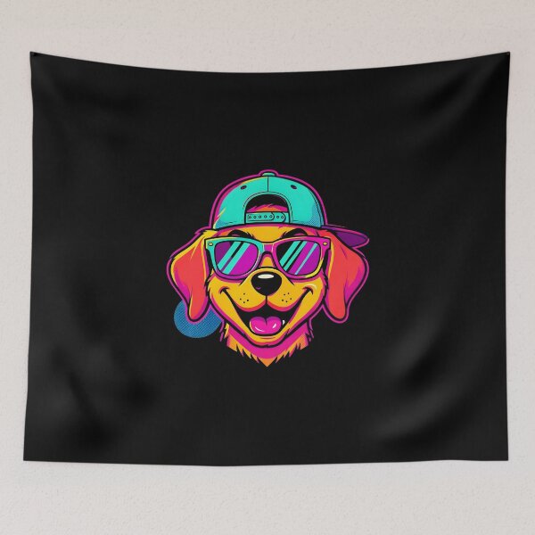 Item preview, Cool Golden Retriever Dog Wearing Sunglasses Retro Synthwave 90s designed and sold by KCasual.