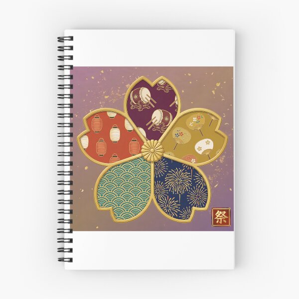 Item preview, Matsuri — Japanese Cherry Blossom Crest Art Print | Taiko Drum & Lantern Festival Pattern designed and sold by KimonoKotoba.