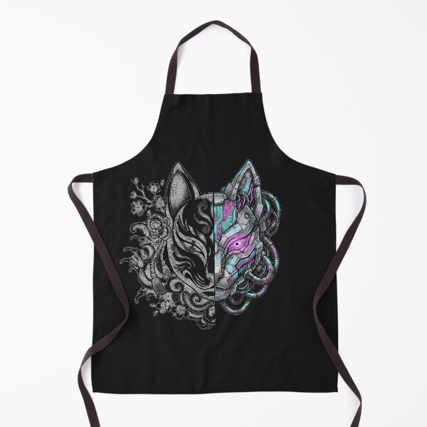 Item preview, Cyberpunk Kitsune Mask - Half Traditional Japanese Half Robot Fox Tattoo Design designed and sold by Neo Tokio.