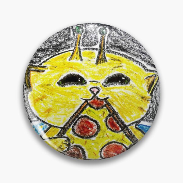 Item preview, Cute Yellow Alien Cat Eating Pizza in Space designed and sold by MagicYana.