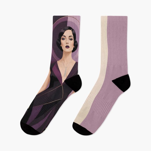 Item preview, 1920s Flapper Woman with black hair in Modern Minimalist Art Style with purple variation 1 designed and sold by Lucia Amaris Art.