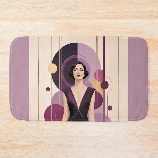 Item preview, 1920s Flapper Woman with black hair in Modern Minimalist Art Style with purple variation 1 designed and sold by Lucia Amaris Art.