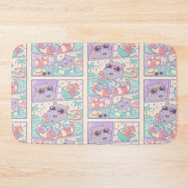 Item preview, Kawaii Hippo Resort Vacation designed and sold by Gift Phrase Studio.