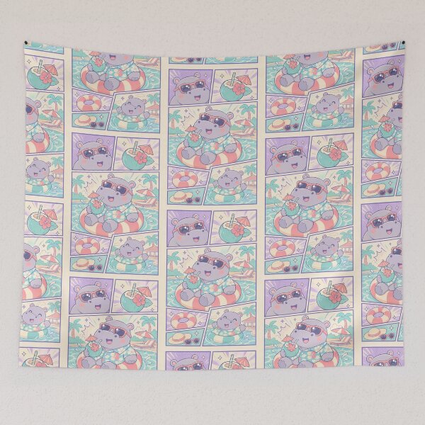 Item preview, Kawaii Hippo Resort Vacation designed and sold by Gift Phrase Studio.