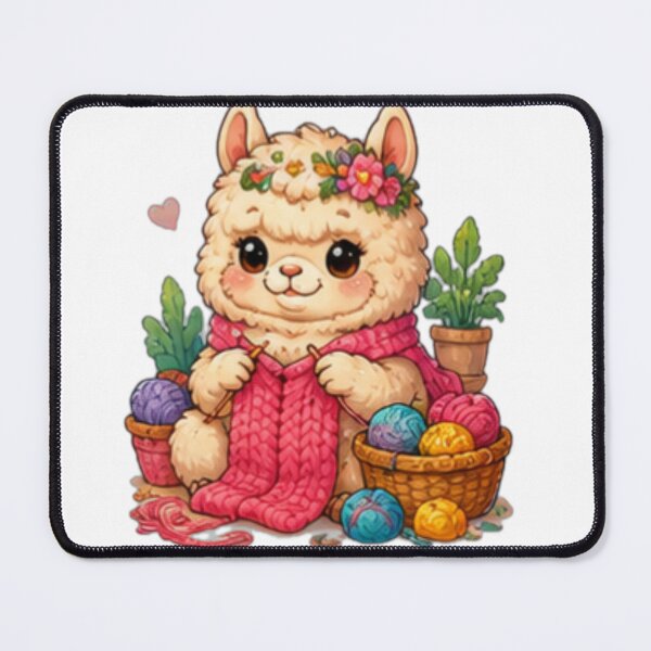 Item preview, Cute Knitting Alpaca Kawaii Yarn Lover designed and sold by DailyDoodlesBySumbul.