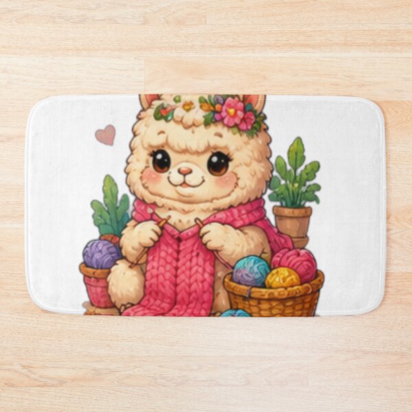 Artikelvorschau, Cute Knitting Alpaca Kawaii Yarn Lover entworfen und verkauft von DailyDoodlesBySumbul.