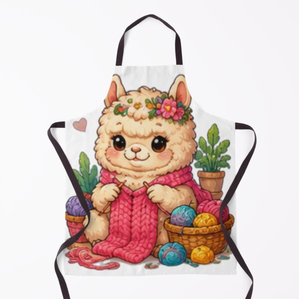 Item preview, Cute Knitting Alpaca Kawaii Yarn Lover designed and sold by DailyDoodlesBySumbul.