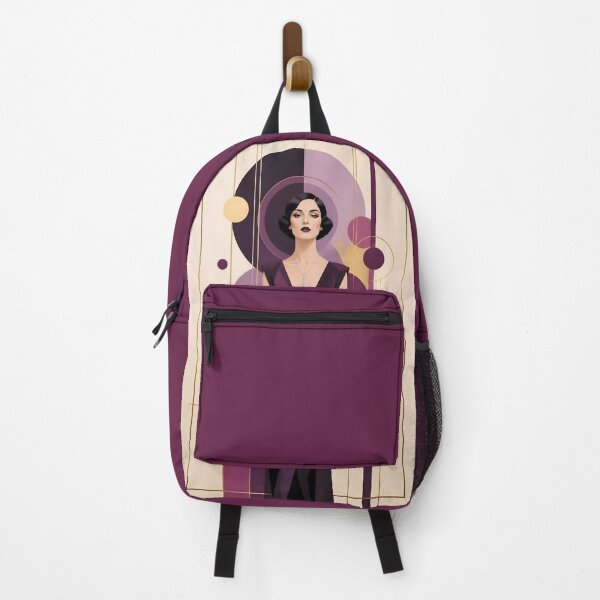 Item preview, 1920s Flapper Woman with black hair in Modern Minimalist Art Style with purple variation 2 designed and sold by Lucia Amaris Art.