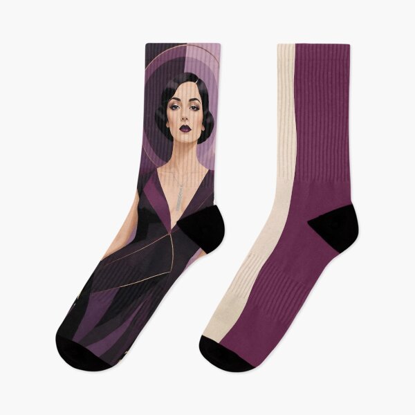 Item preview, 1920s Flapper Woman with black hair in Modern Minimalist Art Style with purple variation 2 designed and sold by Lucia Amaris Art.