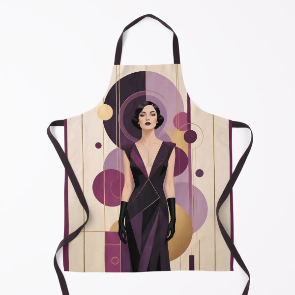 Item preview, 1920s Flapper Woman with black hair in Modern Minimalist Art Style with purple variation 2 designed and sold by Lucia Amaris Art.