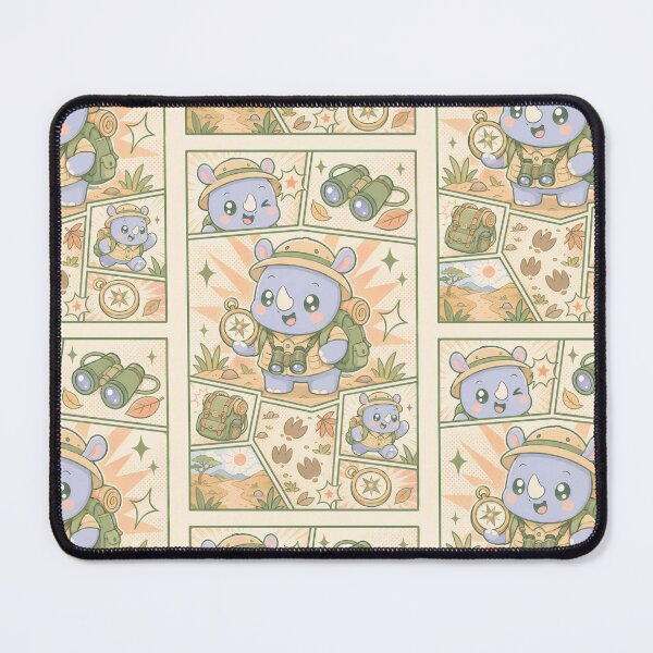Item preview, Kawaii Rhino Safari Explorer designed and sold by Gift Phrase Studio.