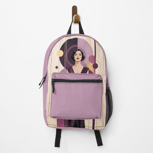 Item preview, 1920s Flapper Woman with black hair in Modern Minimalist Art Style with purple variation 3 designed and sold by Lucia Amaris Art.