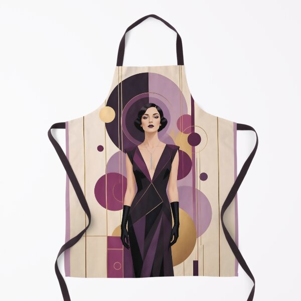 Item preview, 1920s Flapper Woman with black hair in Modern Minimalist Art Style with purple variation 3 designed and sold by Lucia Amaris Art.