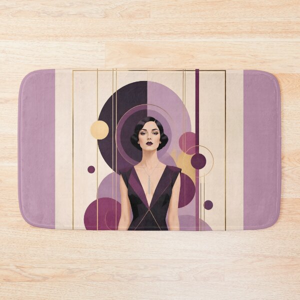 Item preview, 1920s Flapper Woman with black hair in Modern Minimalist Art Style with purple variation 3 designed and sold by Lucia Amaris Art.