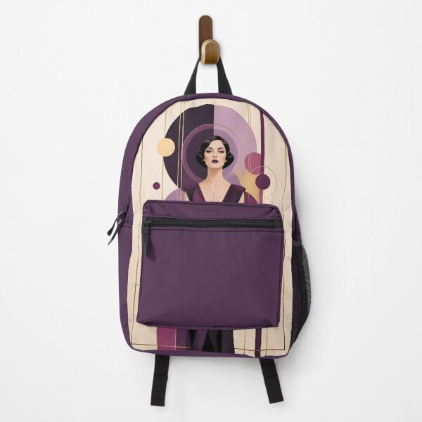 Item preview, 1920s Flapper Woman with black hair in Modern Minimalist Art Style with purple variation 4 designed and sold by Lucia Amaris Art.