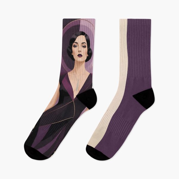 Item preview, 1920s Flapper Woman with black hair in Modern Minimalist Art Style with purple variation 4 designed and sold by Lucia Amaris Art.