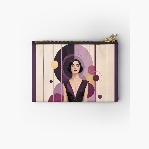 Item preview, 1920s Flapper Woman with black hair in Modern Minimalist Art Style with purple variation 4 designed and sold by Lucia Amaris Art.