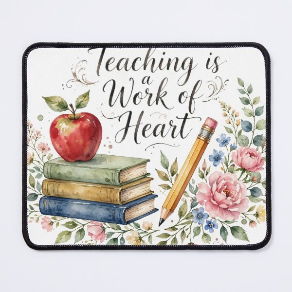 Item preview, Teacher Mug — Teaching is a Work of Heart | Watercolor Apple Pencil Coffee Cup designed and sold by Donartpictures.