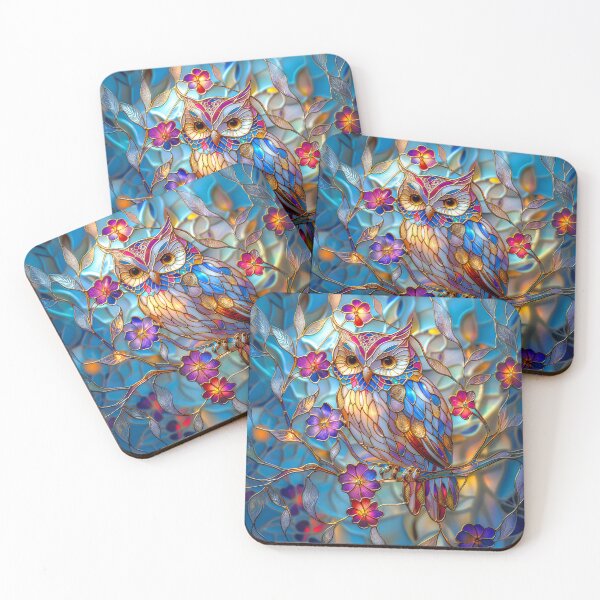 Item preview, Owl Among Flowers Stained Glass Art designed and sold by MargaretWiktor.