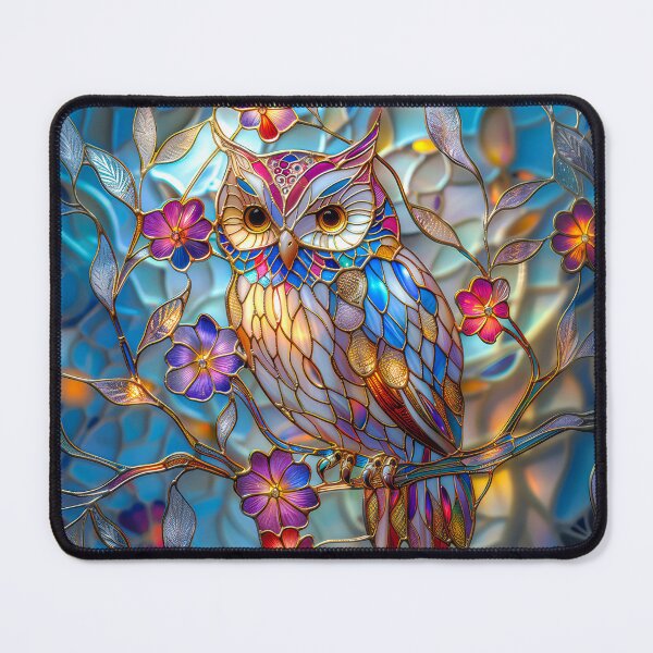 Item preview, Owl Among Flowers Stained Glass Art designed and sold by MargaretWiktor.