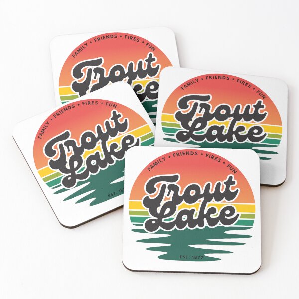 Artikelvorschau, Trout Lake (gegründet 1877) – Familienfreundliche Feuer, Spaß – Logo – See in den Ausläufern der Adirondack Mountains – 13652 entworfen und verkauft von CreativeCurious.