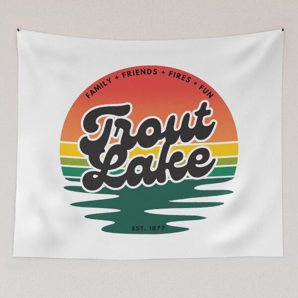 Item preview, Trout Lake EST 1877 Family Friends Fires Fun logo Adirondack foothills lake 13652 designed and sold by CreativeCurious.