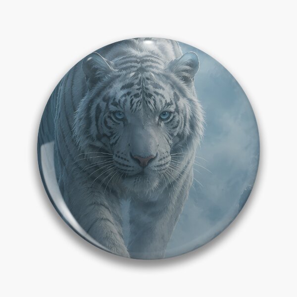 Item preview, Majestic White Tiger Beneath the Full Moon | Blue Mystical Forest Wildlife Art designed and sold by ManJiangHong.
