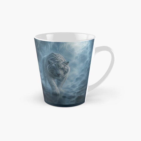 Item preview, Majestic White Tiger Beneath the Full Moon | Blue Mystical Forest Wildlife Art designed and sold by ManJiangHong.