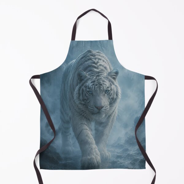 Item preview, Majestic White Tiger Beneath the Full Moon | Blue Mystical Forest Wildlife Art designed and sold by ManJiangHong.