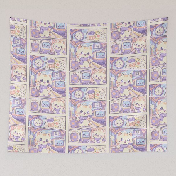 Item preview, Kawaii Cat Train Station Traveler designed and sold by Gift Phrase Studio.