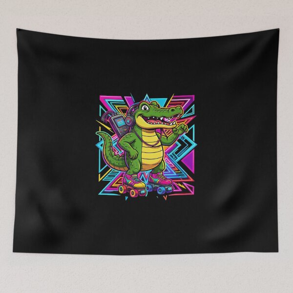 Item preview, Cool Retro Alligator Roller Skating Synthwave 90s Neon designed and sold by KCasual.