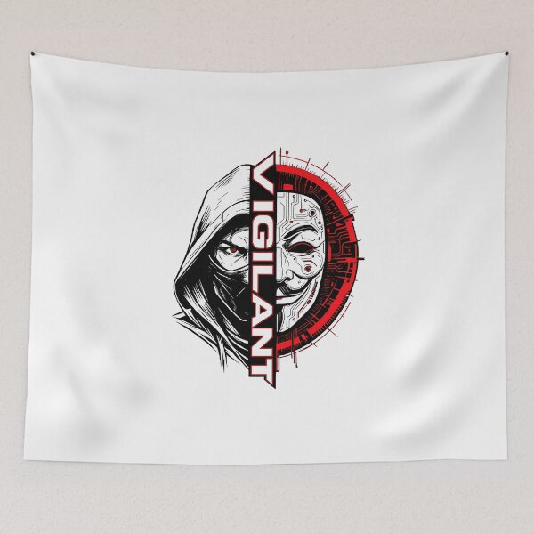 Item preview, Cyber Vigilant Split Mask Graphic designed and sold by SupernovaNote.