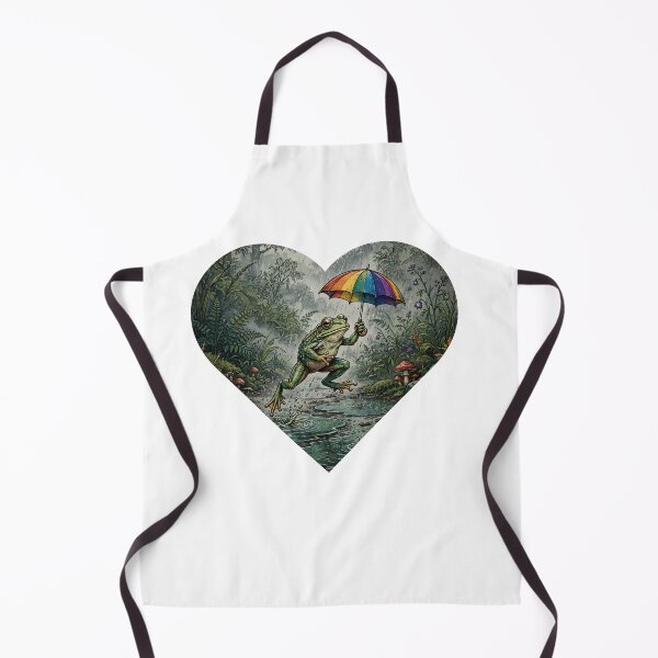 Item preview, Rainbow Umbrella Frog | Pride Heart | Cottagecore Rain Art | Goblincore designed and sold by Neurospicy Trolls.