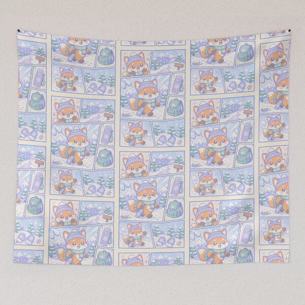 Item preview, Kawaii Fox Snowy Mountain Explorer designed and sold by Gift Phrase Studio.