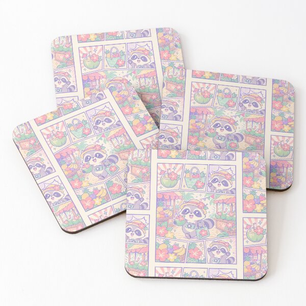 Item preview, Kawaii Raccoon Tropical Market Traveler designed and sold by Magmashup.