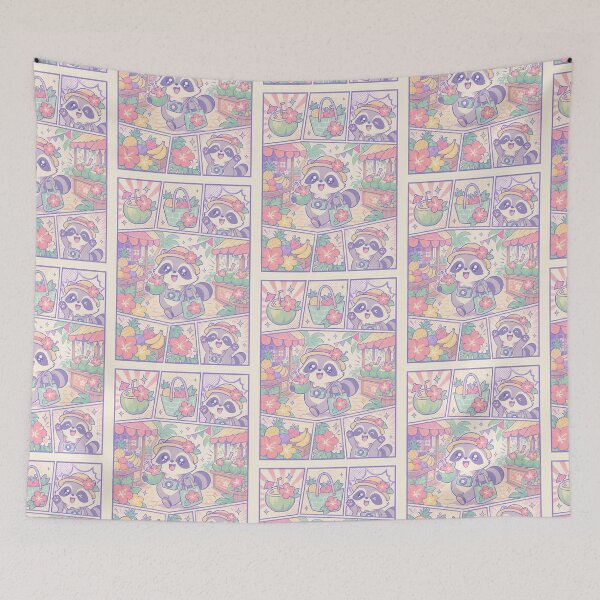Item preview, Kawaii Raccoon Tropical Market Traveler designed and sold by Gift Phrase Studio.
