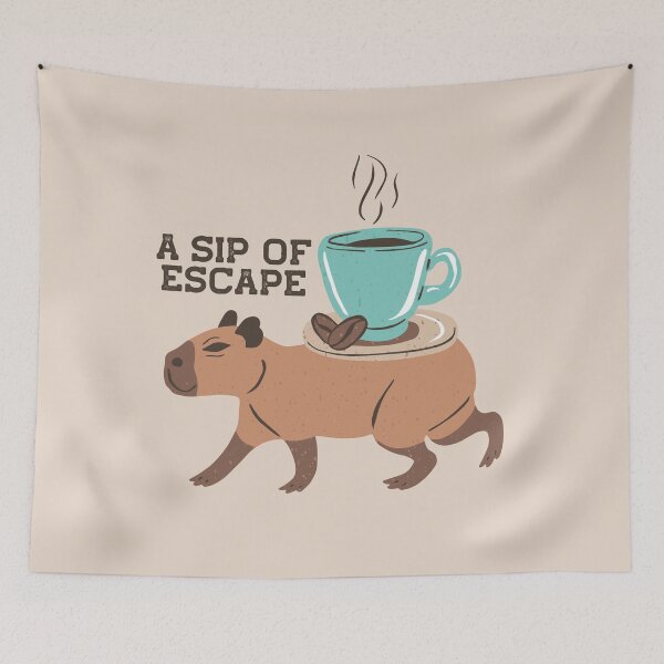 Item preview, Cute Capybara Carrying Coffee Cup - Beige designed and sold by paldronma.