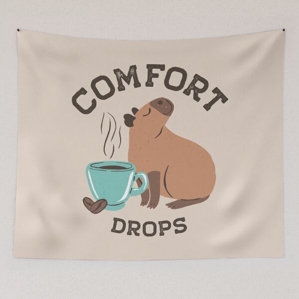 Item preview, Cozy Capybara Drinking Hot Coffee - Comfort Drops designed and sold by paldronma.